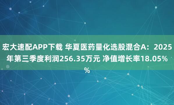 宏大速配APP下载 华夏医药量化选股混合A：2025年第三季度利润256.35万元 净值增长率18.05%