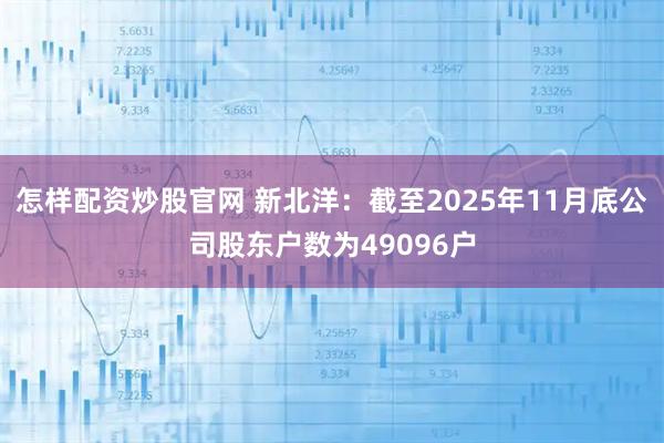 怎样配资炒股官网 新北洋：截至2025年11月底公司股东户数为49096户