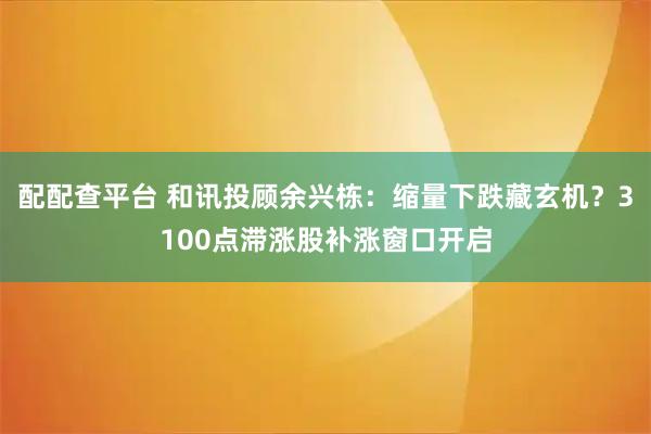 配配查平台 和讯投顾余兴栋：缩量下跌藏玄机？3100点滞涨股补涨窗口开启